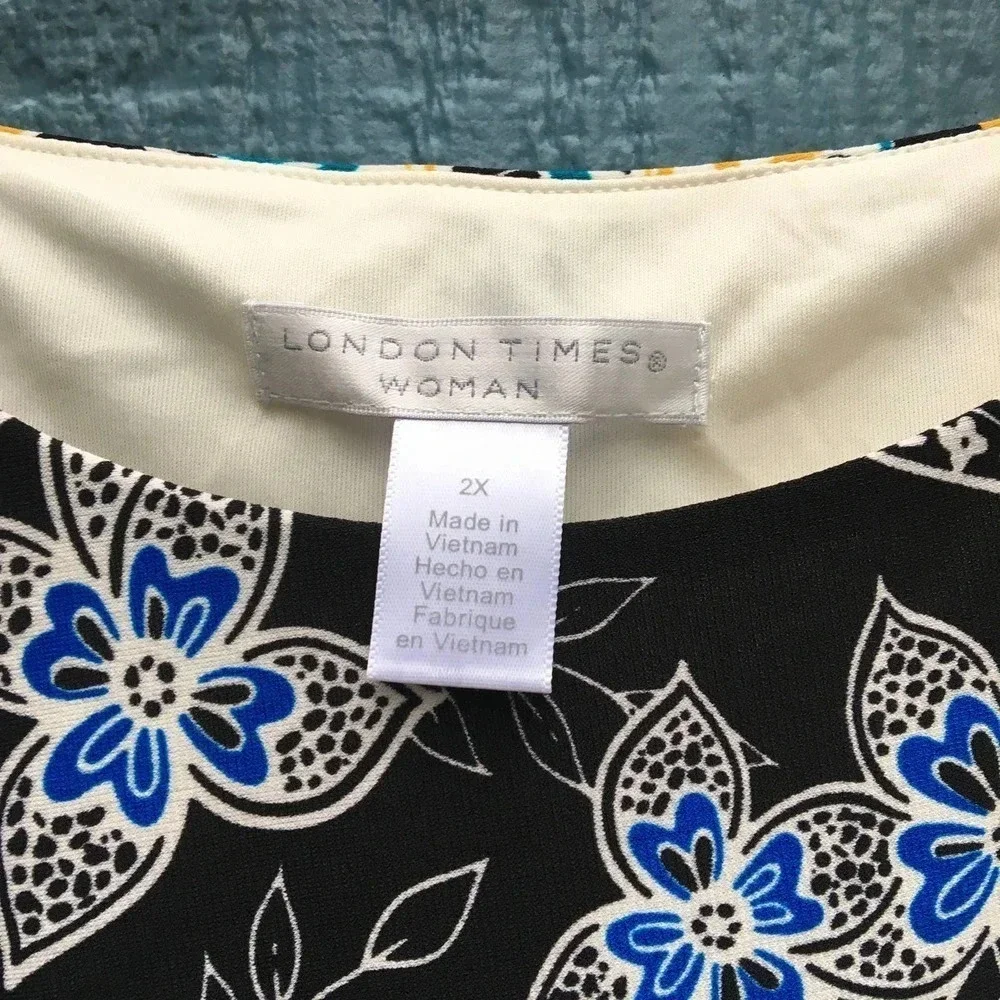London Times Women’s Tri Color Paisley Midi Dress Plus Size 2X NWT